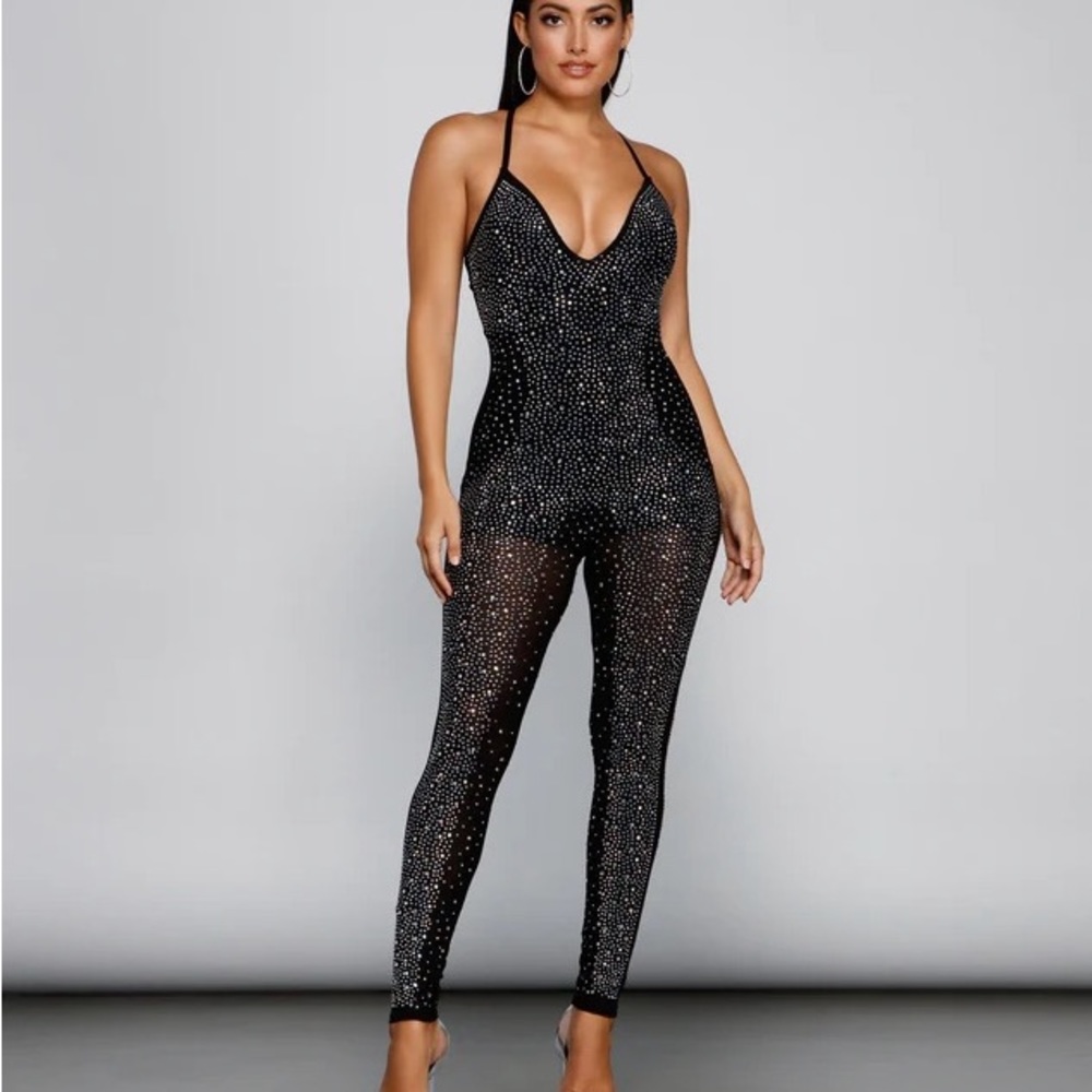 Rhinestone jumpsuit/catsuit